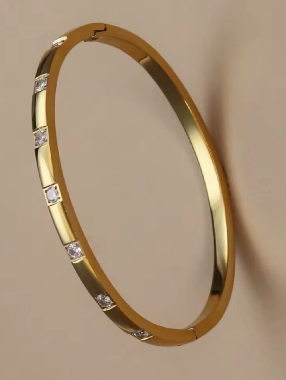 Gold Plated  Crystal Accent Bangle Bracelet - Women Jewelry
